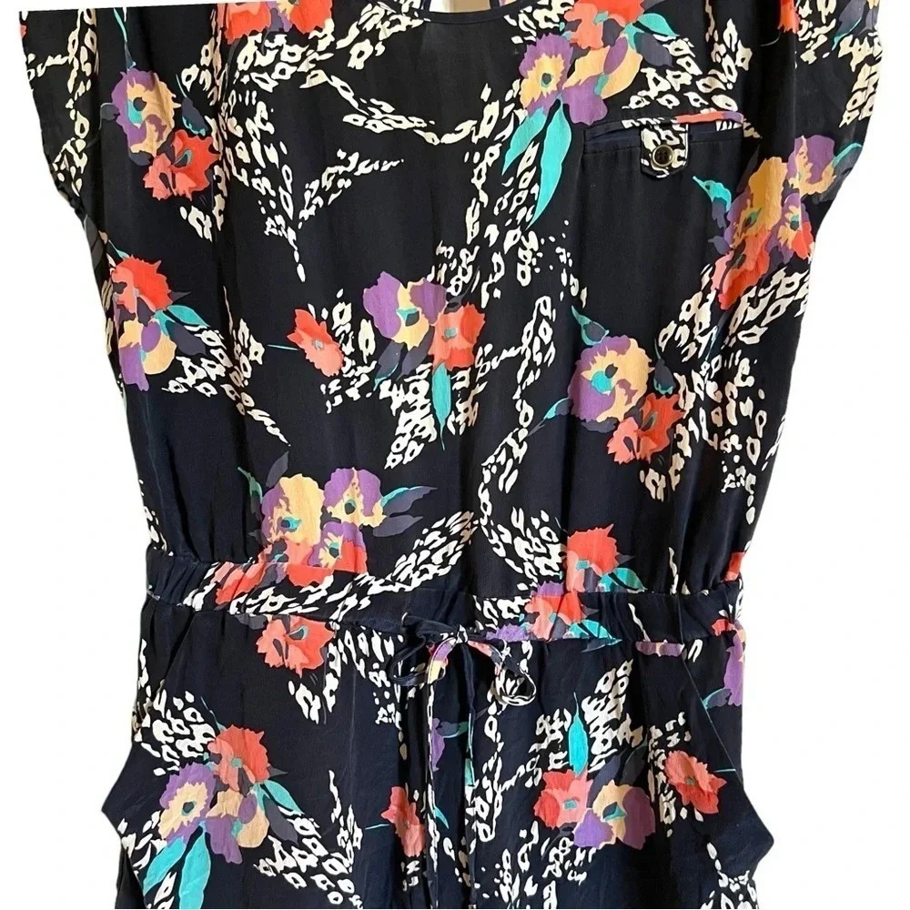 Yumi Kim Romper Silk Floral Navy Blue Size Small - Picture 4 of 11